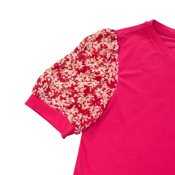 CECE Blouse Puff sleeves Pull over Scoop neck Floral Daisies Medium Like new - Picture 5 of 7